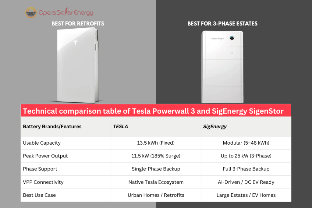 NSW Home Battery Incentive 2026: The "Double Dip" Guide 4 Technical comparison table of Tesla Powerwall 3 and SigEnergy SigenStor solar batteries for NSW homes in 2026.