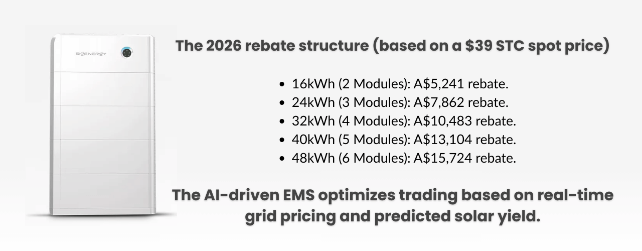 The 2026 solar battery rebate structure
